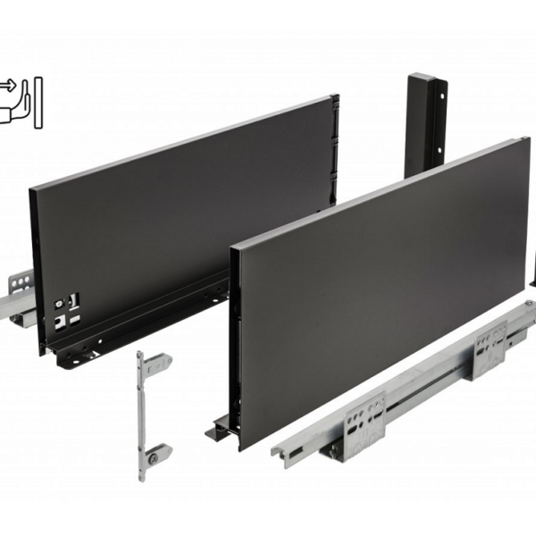 Guide per cassetti Axispro Push Soft Close estrazione totale con Spondina Nero D mm.199 Varie Lunghezze  GTV